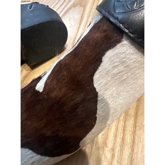 Ariat Cow Print Calf Hair Slip On Mule Clog, Womens Size 10, brown and white - Picture 8 of 8